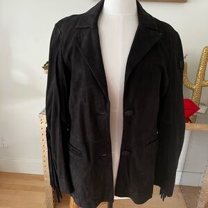 Mauritius Black Suede Fringed Women's Jacket